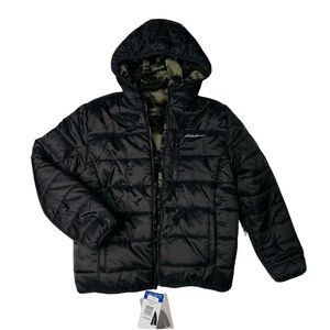 Eddie Bauer Jacket Deer Harbor Black Camo Fleece Reversible Jacket New NWT